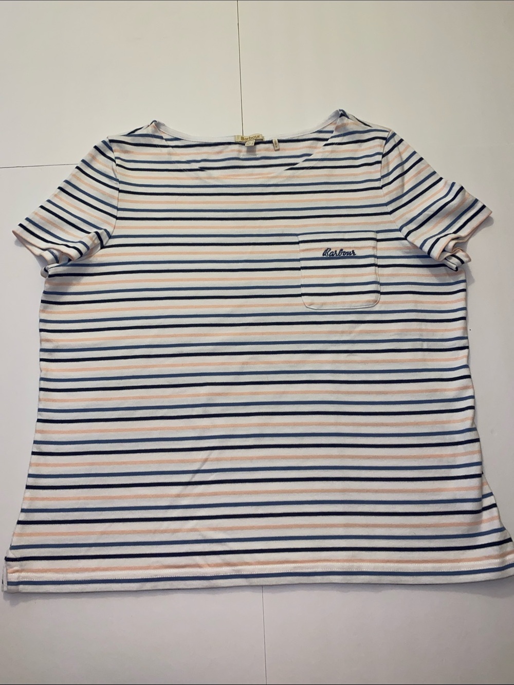 Barbour White Striped Hawkins Short Sleeve Tshirt